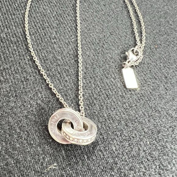Vintage Coach Interlocking Circle Sterling silver 925 Swarovski Crystal necklace - Picture 13 of 15
